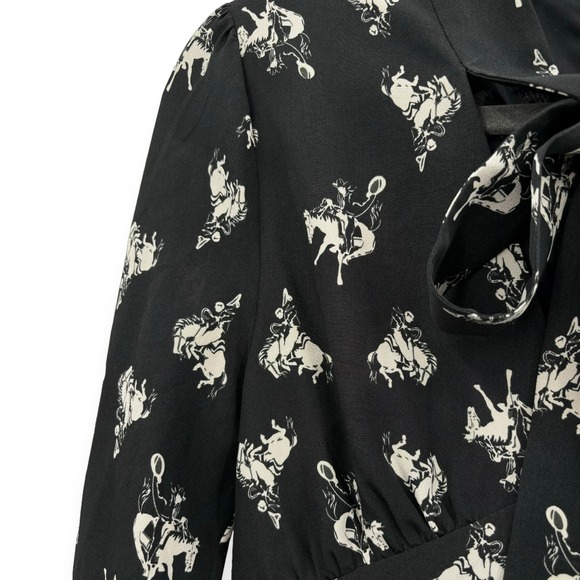RE/DONE X Levi’s 60s Cowboy Necktie Equestrian Print Black Mini Dress Size Small - Picture 9 of 14